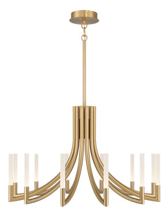 Eurofase Olette 36" 12-Light LED Chandelier, Gold with Frosted Acrylic, front view