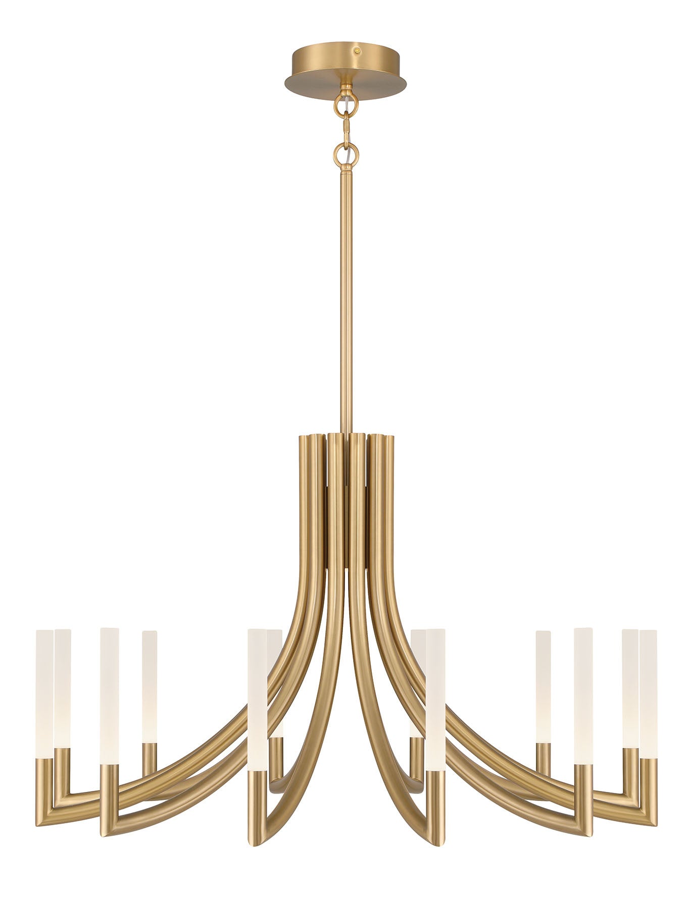 Eurofase Olette 36" 12-Light LED Chandelier, Gold with Frosted Acrylic, front view