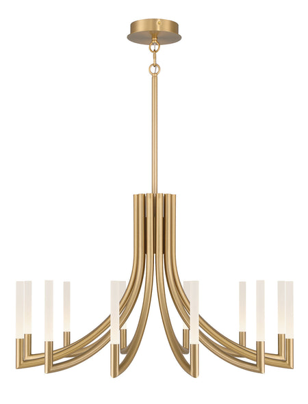 Eurofase Olette 36" 12-Light LED Chandelier, Gold with Frosted Acrylic, front view