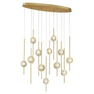 Eurofase Barletta 38" 12-Light LED Chandelier, Gold, front view