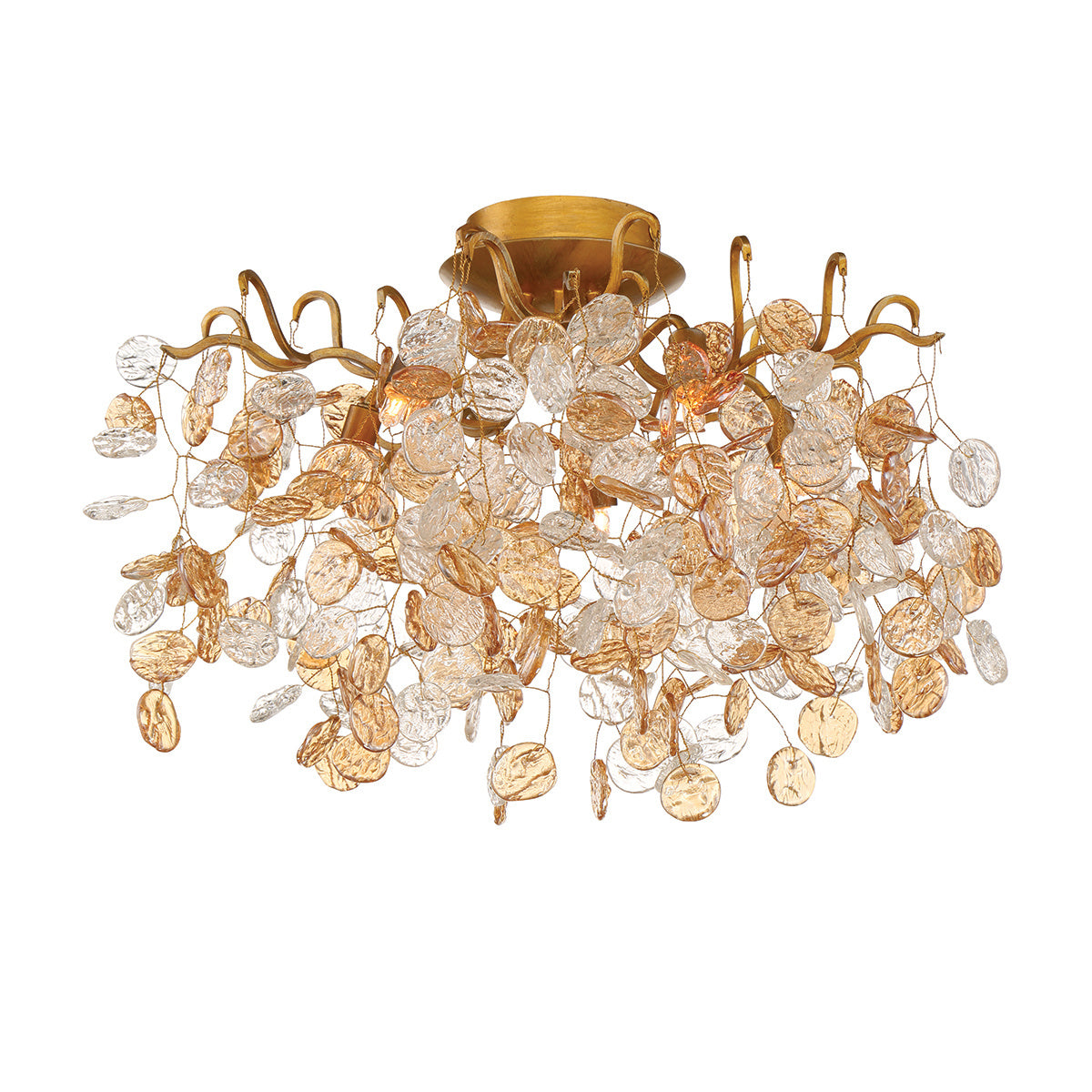Eurofase Campobasso 21" 5-Light Flush Mount, Gold with Mixed Glass, front view