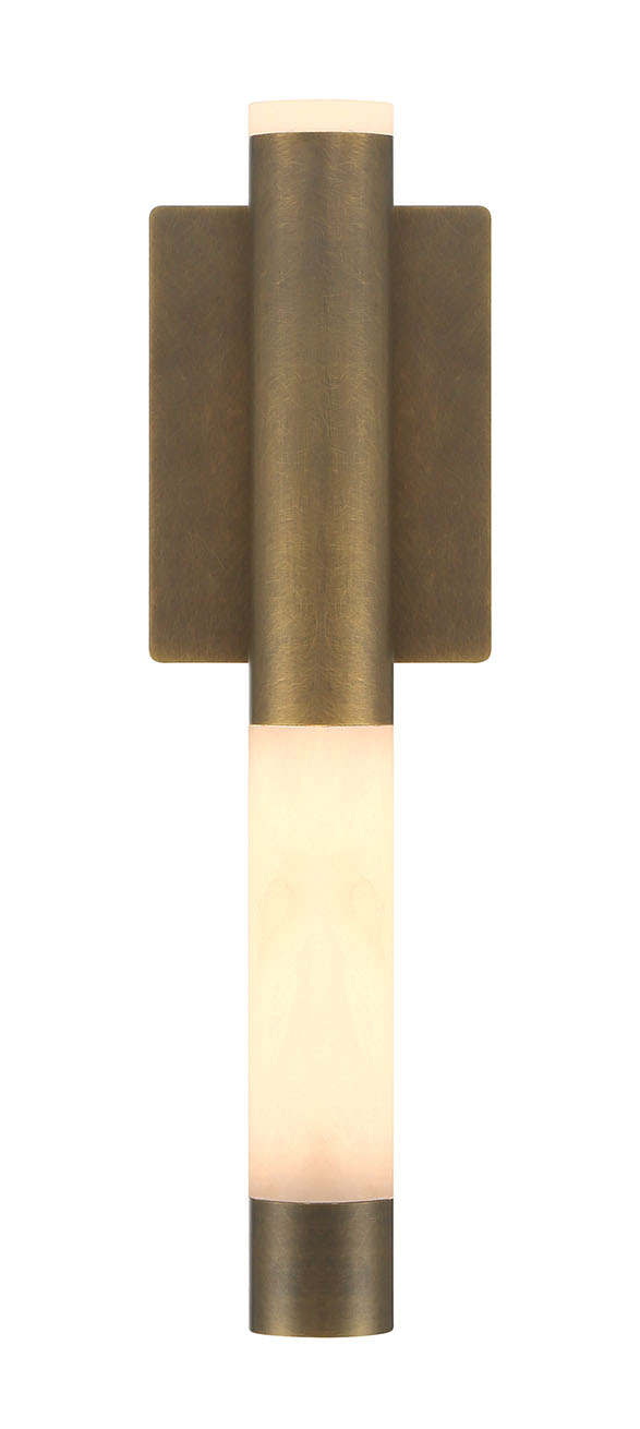Eurofase Ronda 16" LED Wall Sconce, Weathered Brass with Alabaster, front view