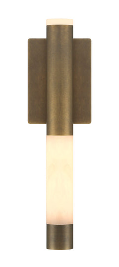 Eurofase Ronda 16" LED Wall Sconce, Weathered Brass with Alabaster, front view