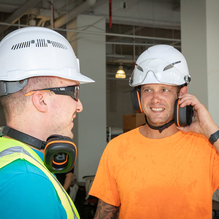 Klein Tools AESBH1 AESBH1  Bluetooth® Behind-The-Head Earmuffs - in use