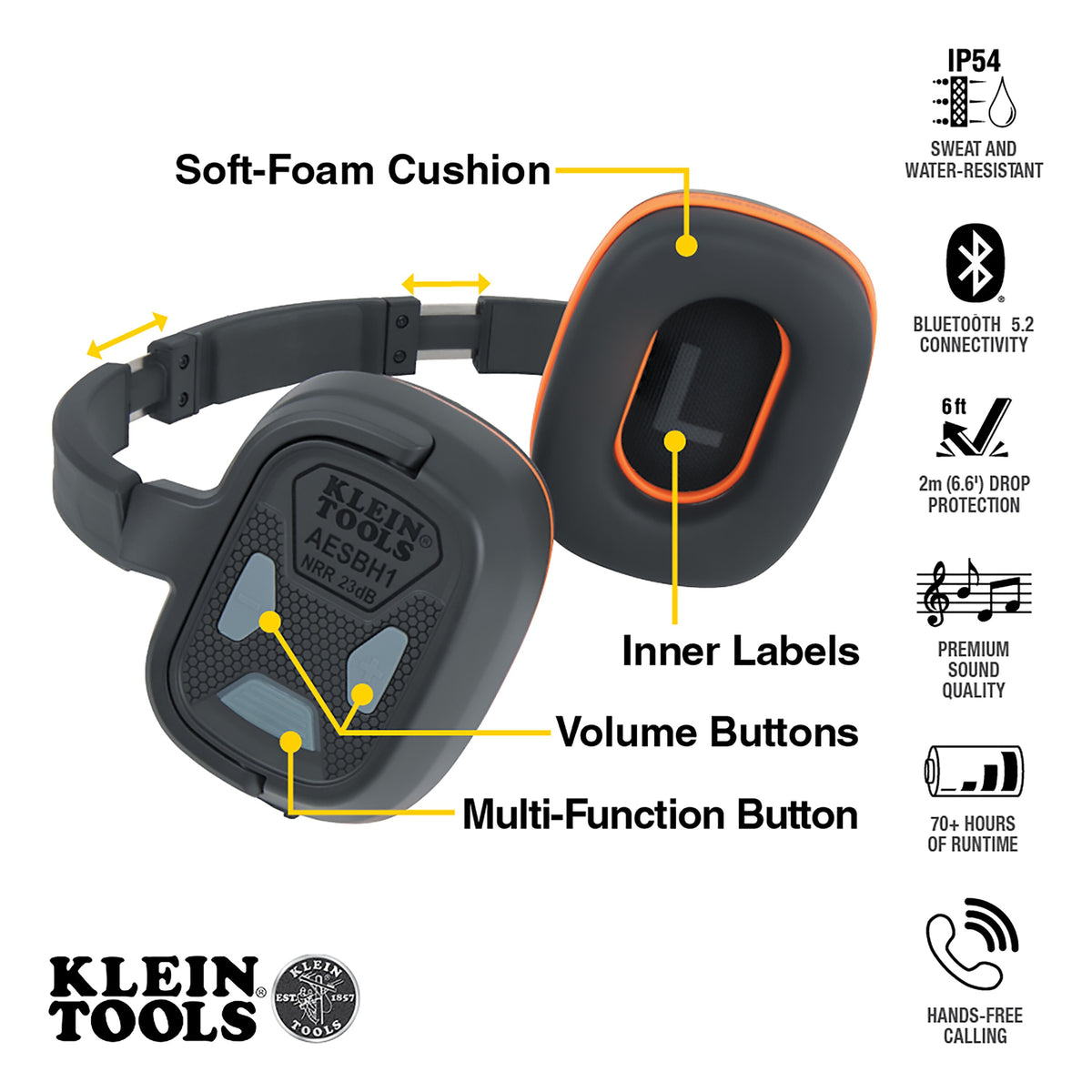 Klein Tools AESBH1 AESBH1  Bluetooth® Behind-The-Head Earmuffs - additional view