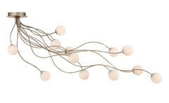 Eurofase Athena 59" 12-Light LED Flush Mount, Antique Gold with Opal Etched Glass, front view
