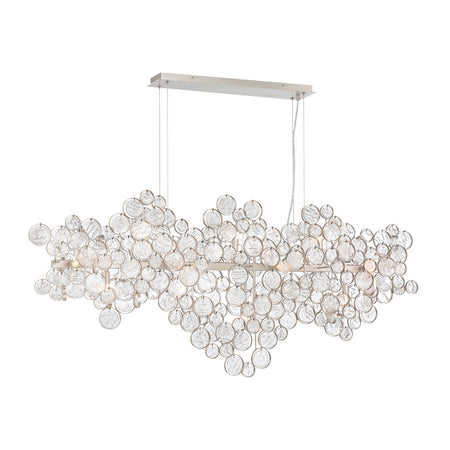 Eurofase Trento 56" 15-Light Chandelier, Chrome with Clear Glass, front view