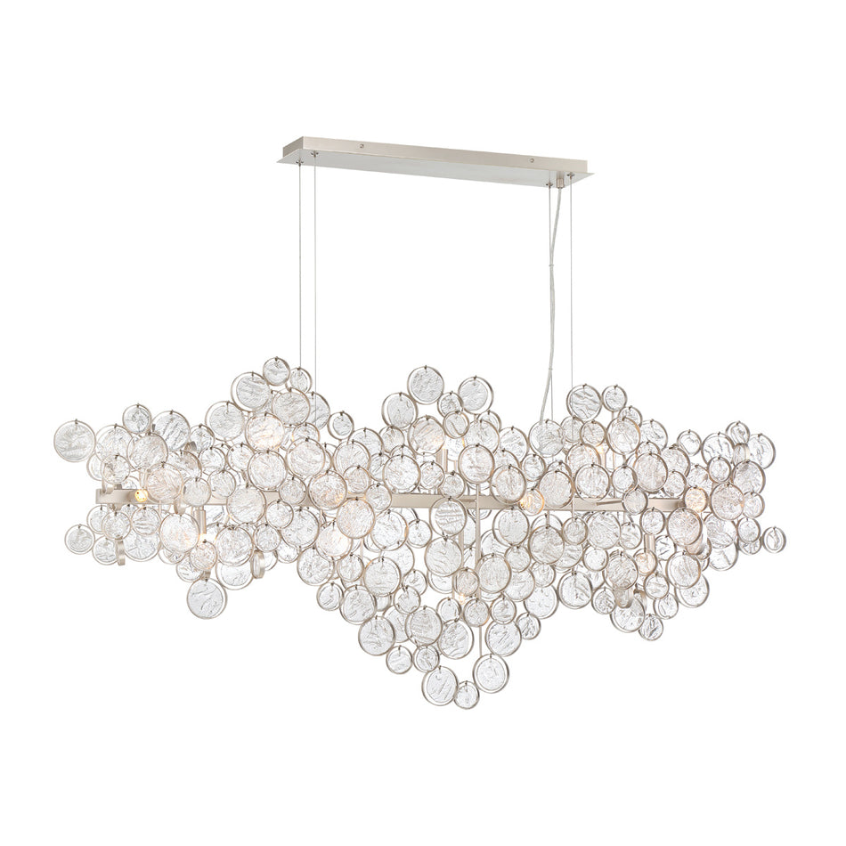 Eurofase Trento 56" 15-Light Chandelier, Chrome with Clear Glass, front view