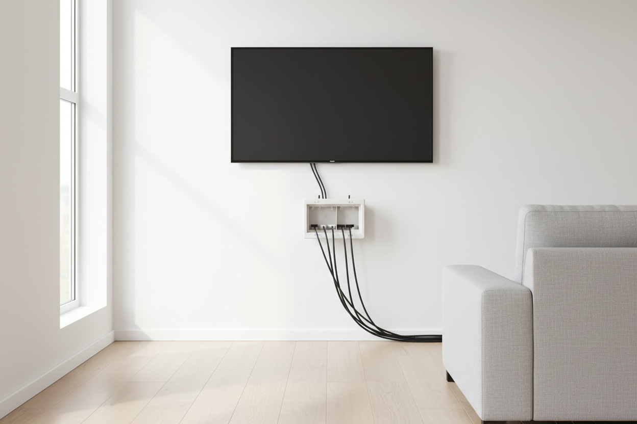 4 Gang Inset Outlet Wh - Arlington Recessed 4 Gang White Outlet