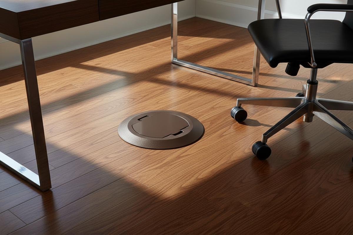 Arlington Brown Floor Box Cover - Round Plastic Kit with Flip Lid