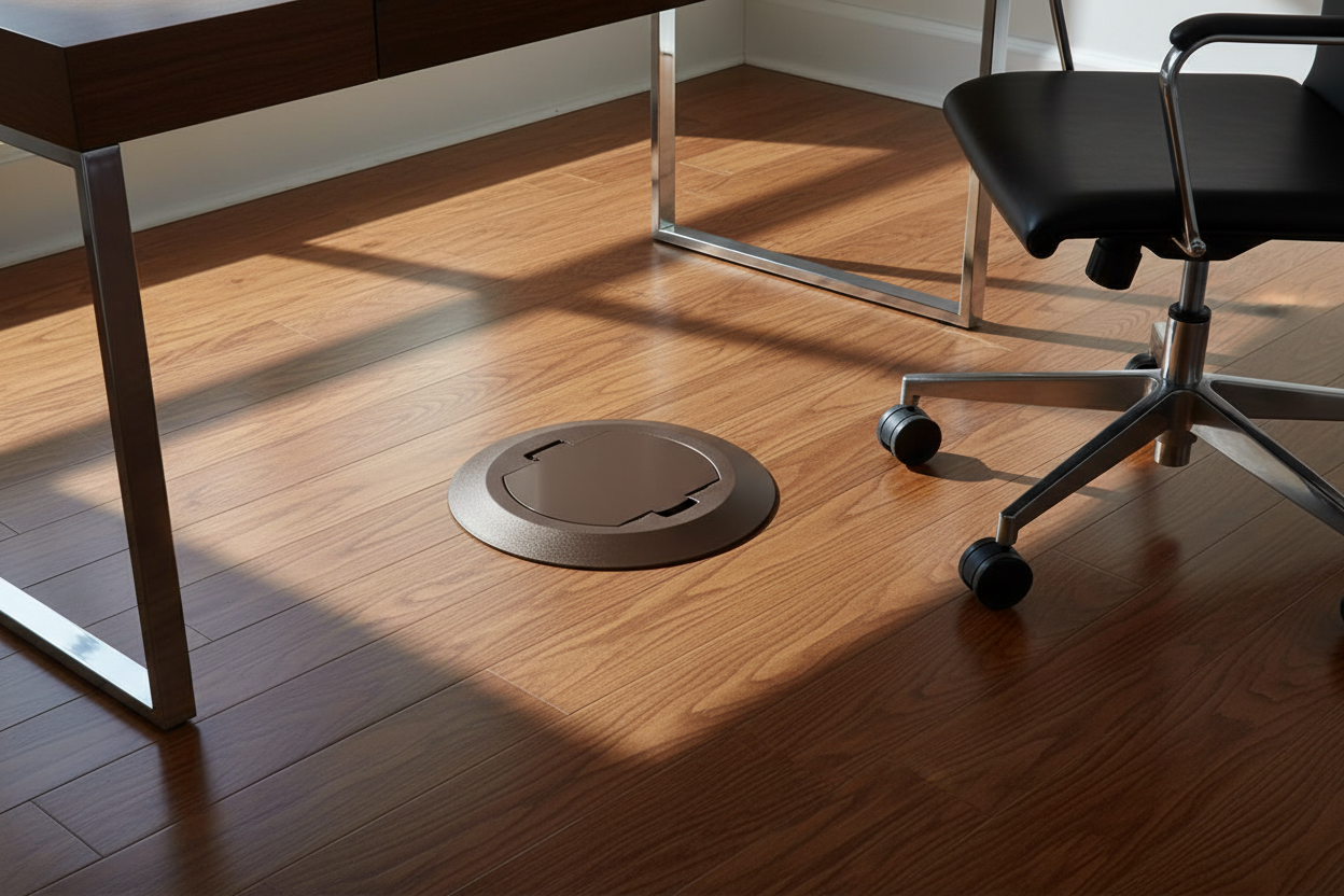 Arlington Brown Floor Box Cover - Round Plastic Kit with Flip Lid