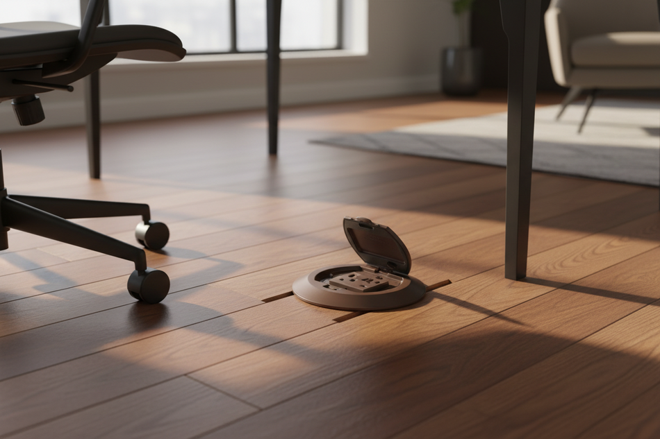 Arlington Brown Rd Adjustable Floor Box - Flip Lids, Non-Metallic