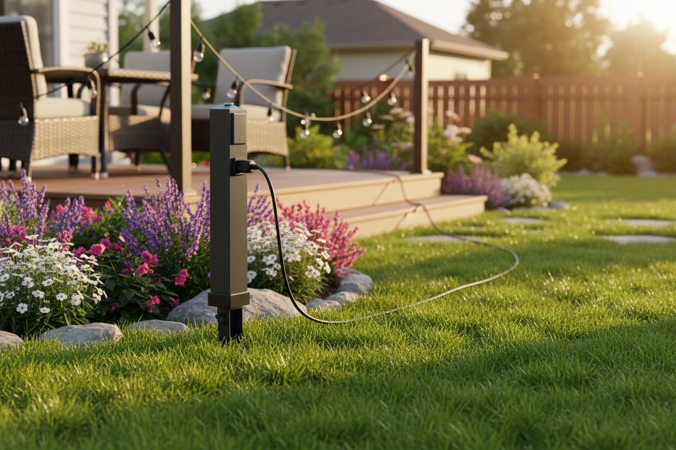 Mega Garden Post 37" - Arlington Outdoor Light/GFCI Support
