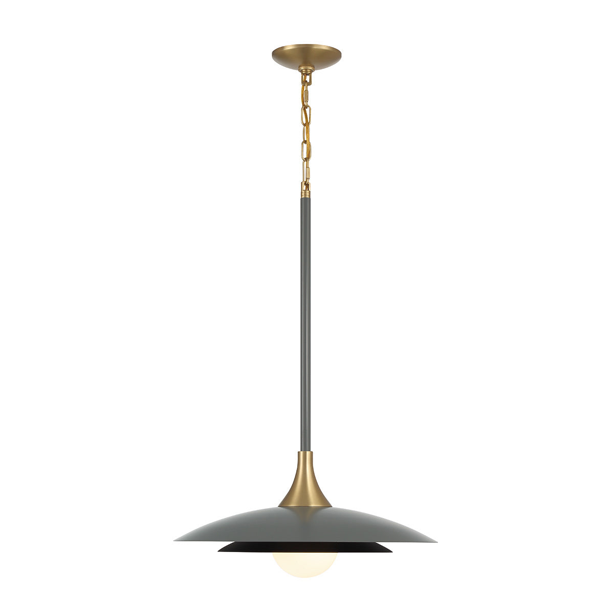 Eurofase Welsh 18" LED Pendant, Matte Grey with White Glass, front view