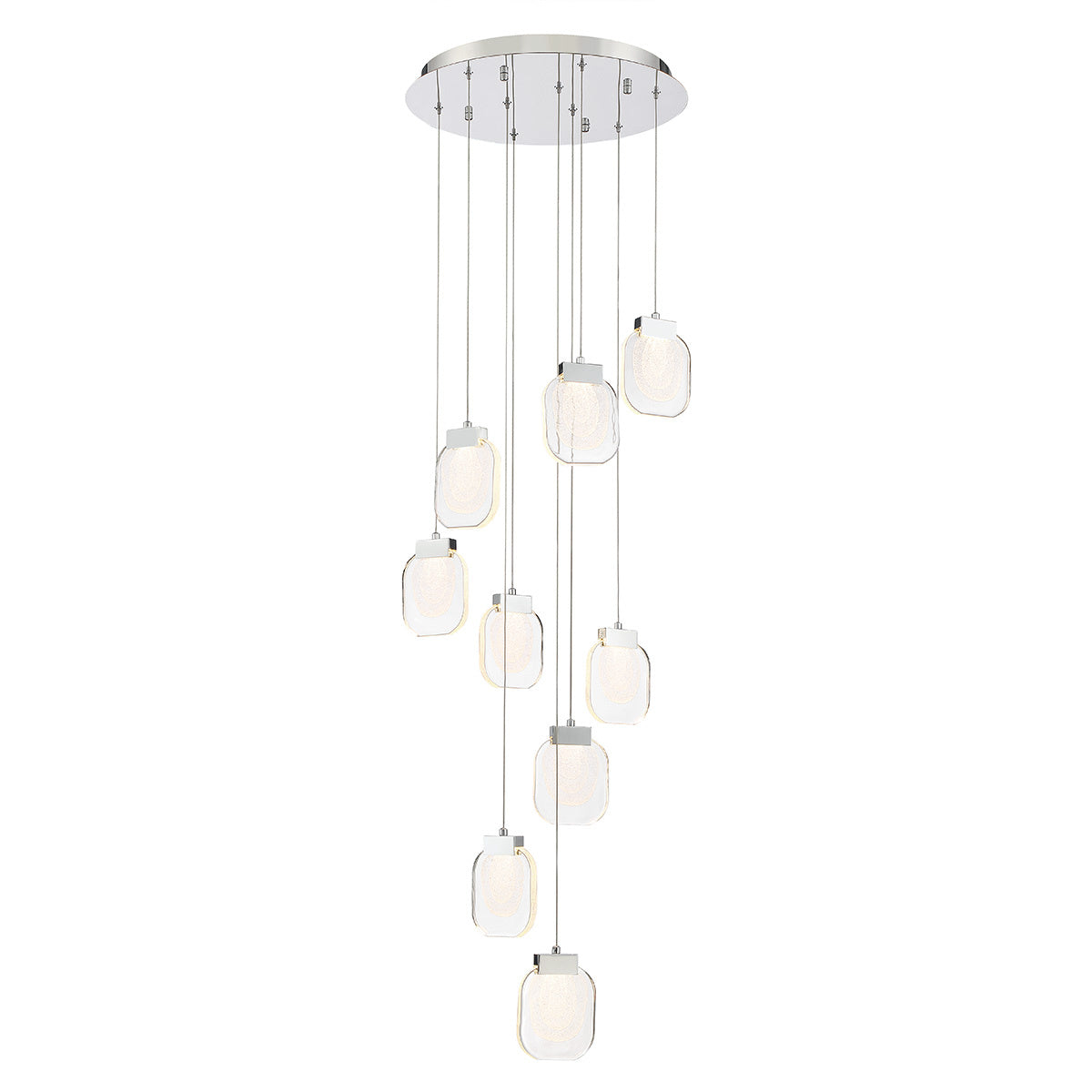 Eurofase Paget 20" 9-Light LED Chandelier, Chrome with Clear Glass, front view