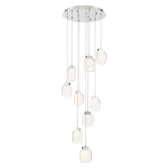 Eurofase Paget 20" 9-Light LED Chandelier, Chrome with Clear Glass, front view