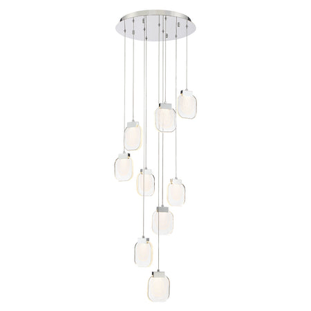 Eurofase Paget 20" 9-Light LED Chandelier, Chrome with Clear Glass, front view