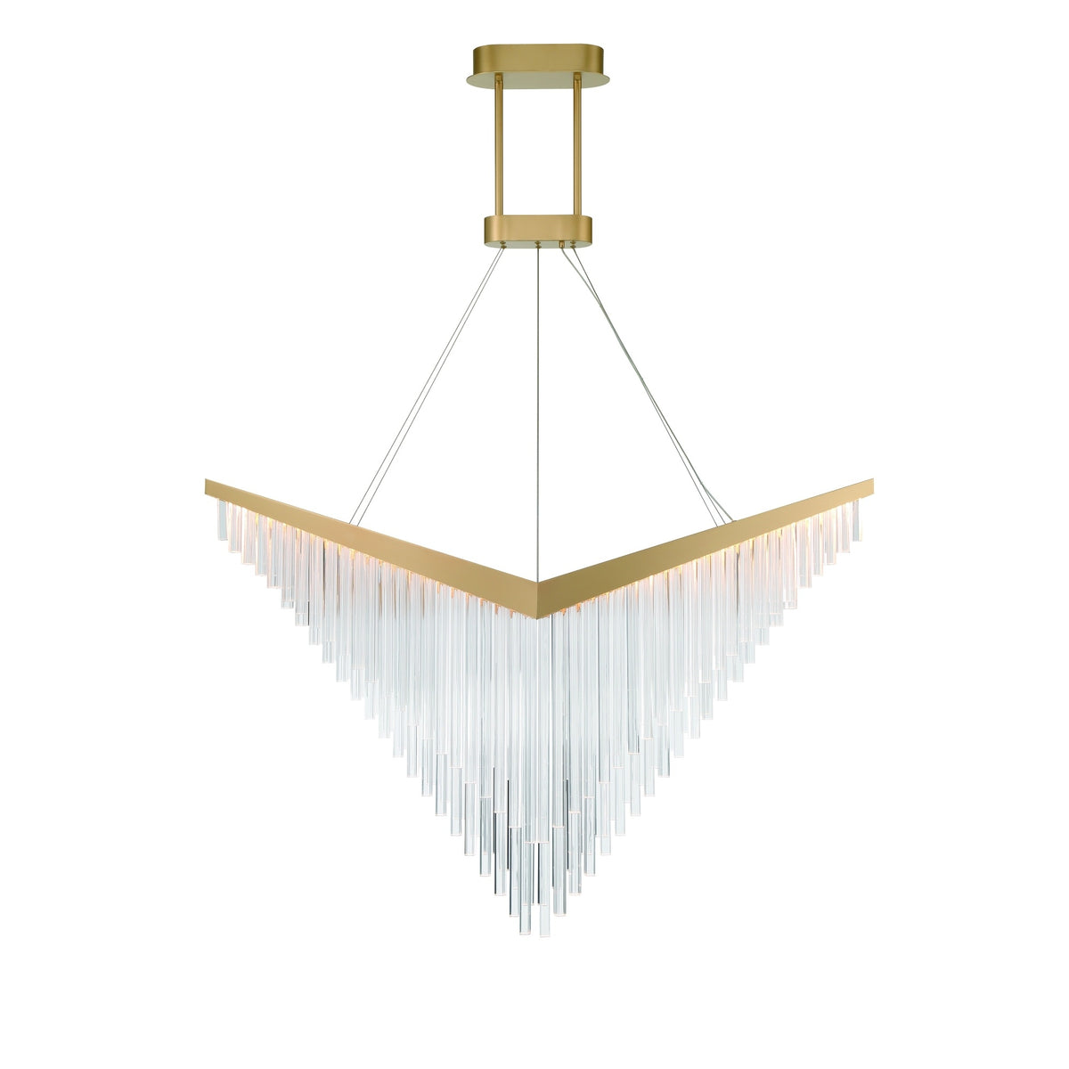 Eurofase Vivien 60" LED Chandelier, Matte Gold with Crystalline Acrylic, front view