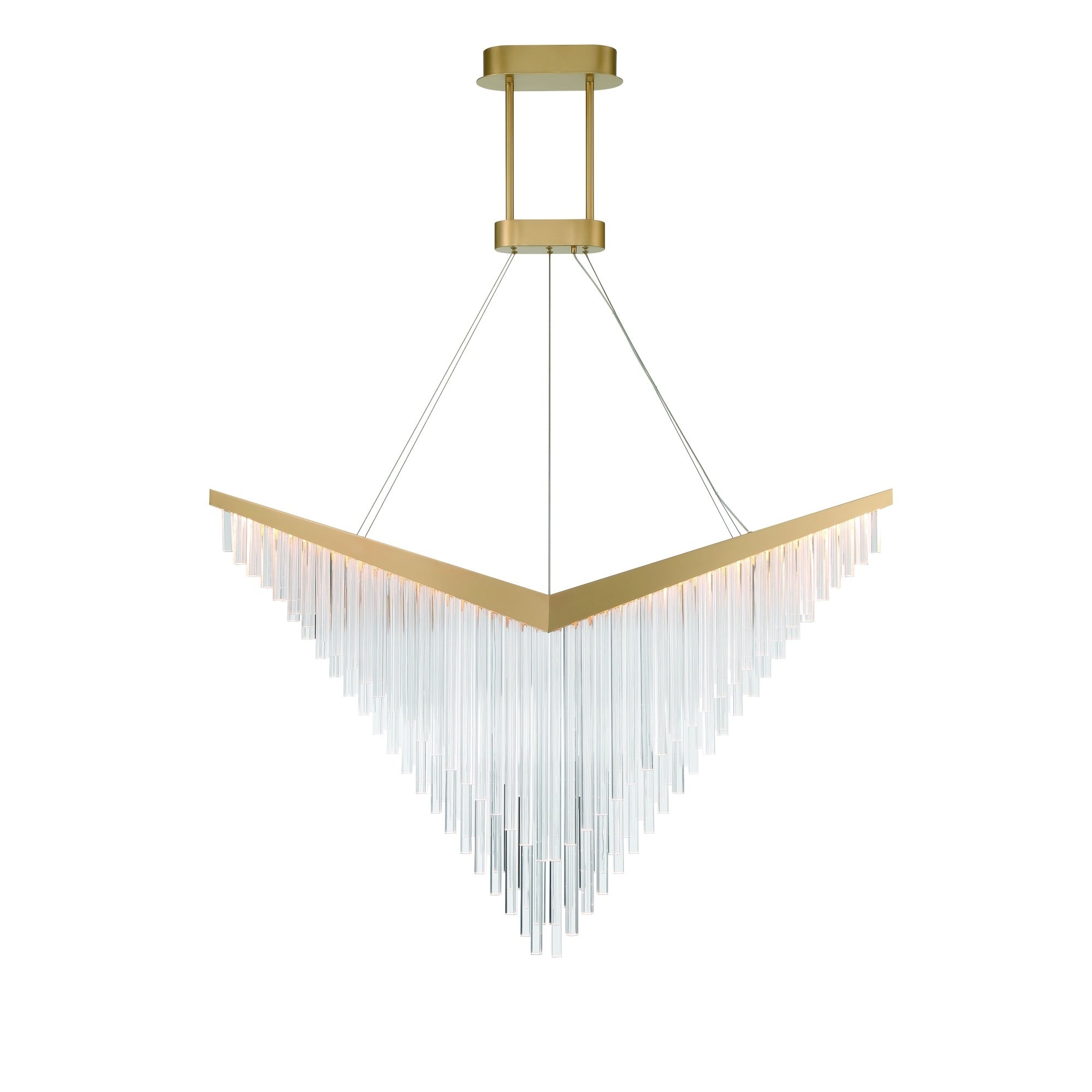 Eurofase Vivien 60" LED Chandelier, Matte Gold with Crystalline Acrylic, front view
