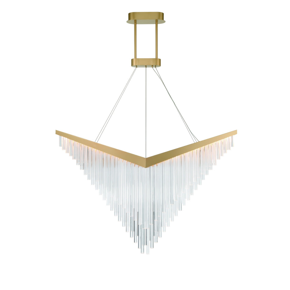 Eurofase Vivien 60" LED Chandelier, Matte Gold with Crystalline Acrylic, front view