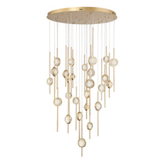 Eurofase Barletta 40" 26-Light LED Chandelier, Gold, front view