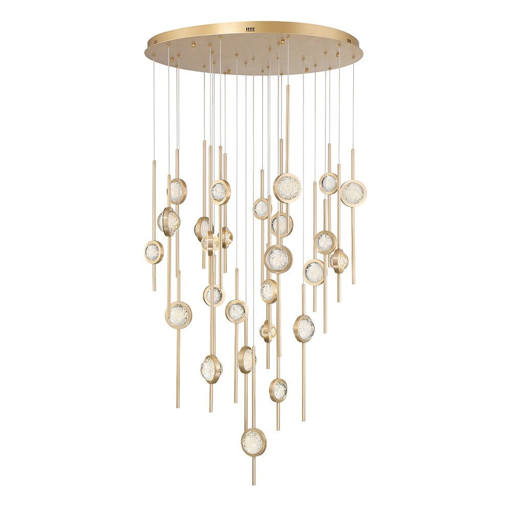Eurofase Barletta 40" 26-Light LED Chandelier, Gold, front view