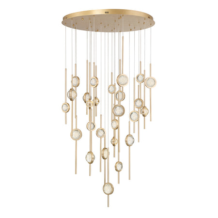 Eurofase Barletta 40" 26-Light LED Chandelier, Gold, front view