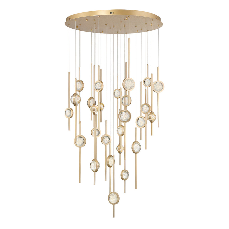 Eurofase Barletta 40" 26-Light LED Chandelier, Gold, front view