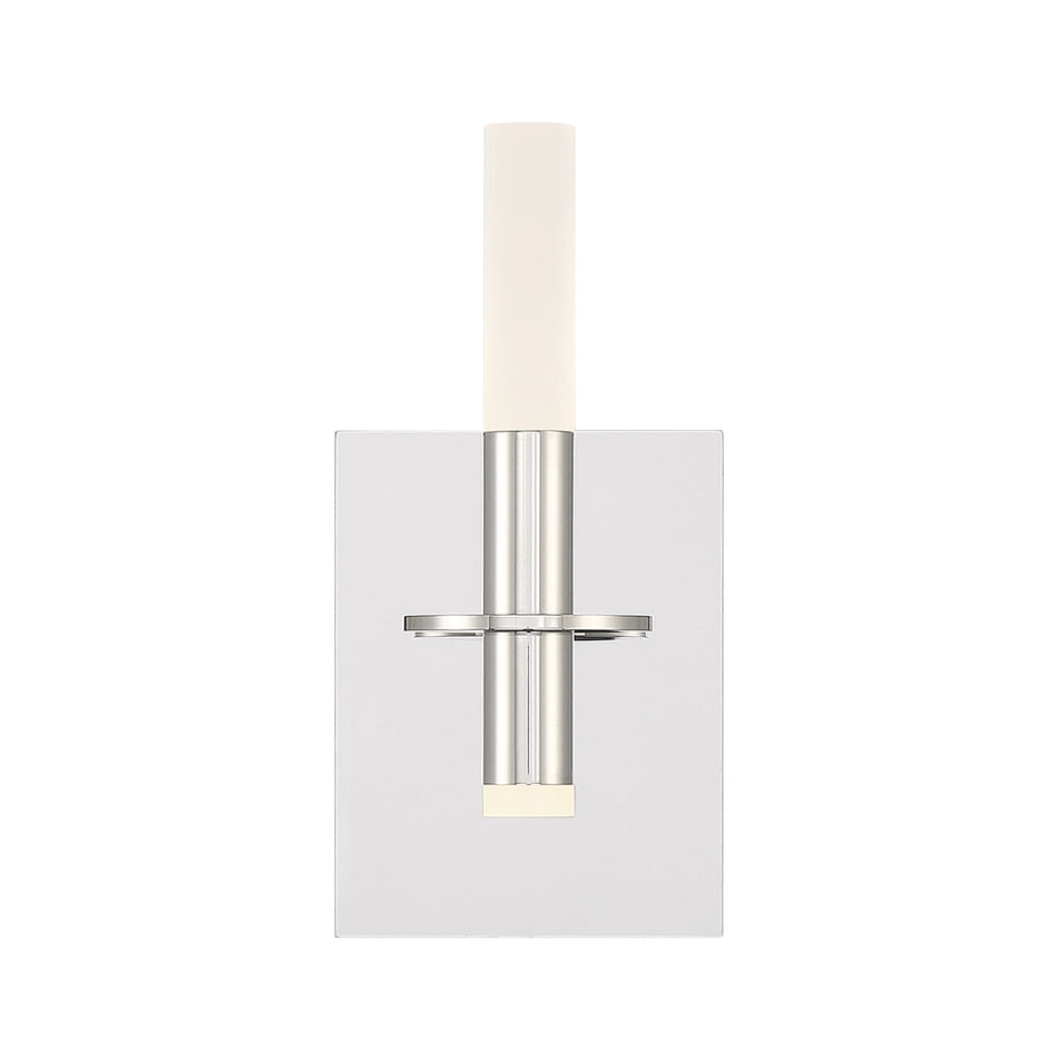 Eurofase Torna 5.25" LED Vanity, Polished Nickel with White Acrylic, front view