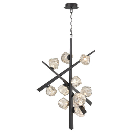 Eurofase Thorah 47" 10-Light LED Chandelier, Matte Graphite with Amber Glass, front view