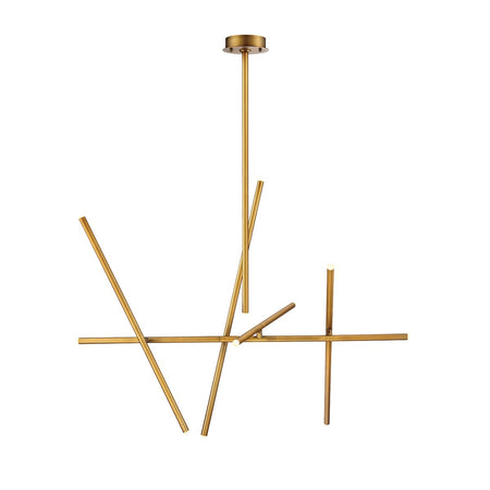 Eurofase Crossroads 47" 10-Light LED Chandelier, Brushed Brass, front view