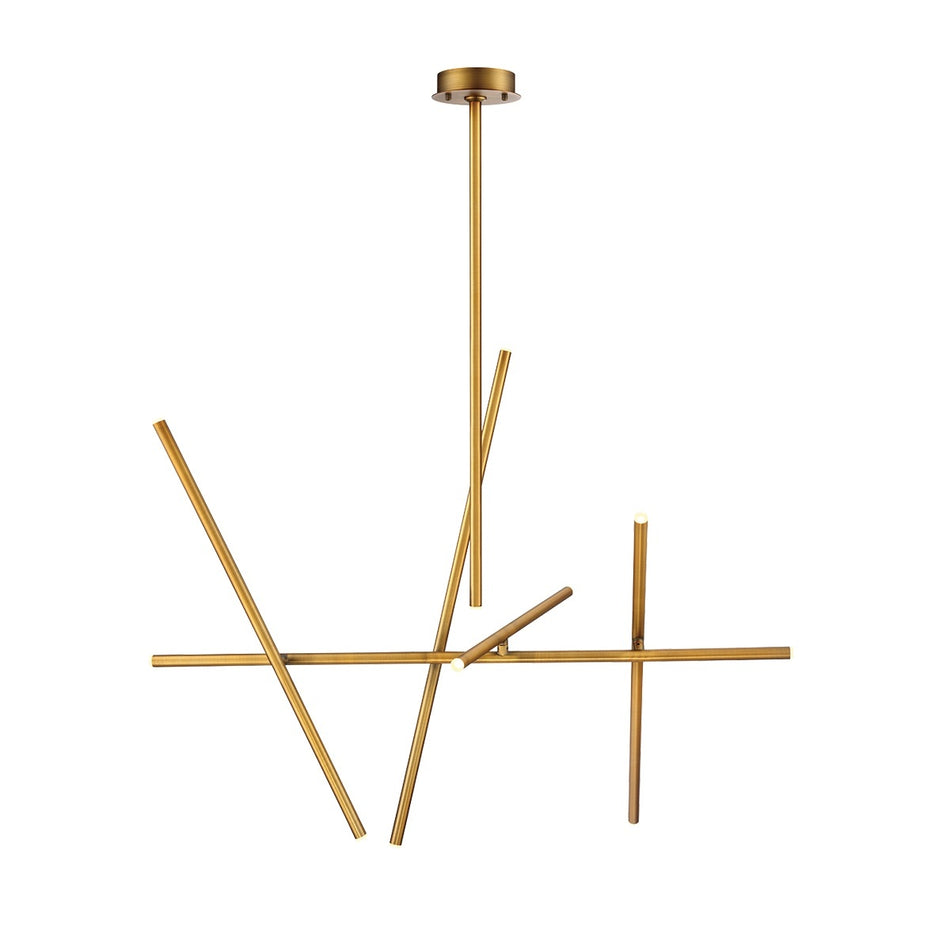 Eurofase Crossroads 47" 10-Light LED Chandelier, Brushed Brass, front view