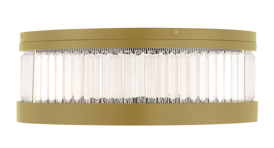 Eurofase Empra 24" LED Flush Mount, Gold with Clear Crystal, front view