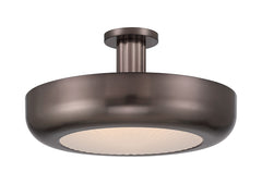 Eurofase Macey 22" LED Flush Mount, Harlow Bronze with Etched Glass, front view