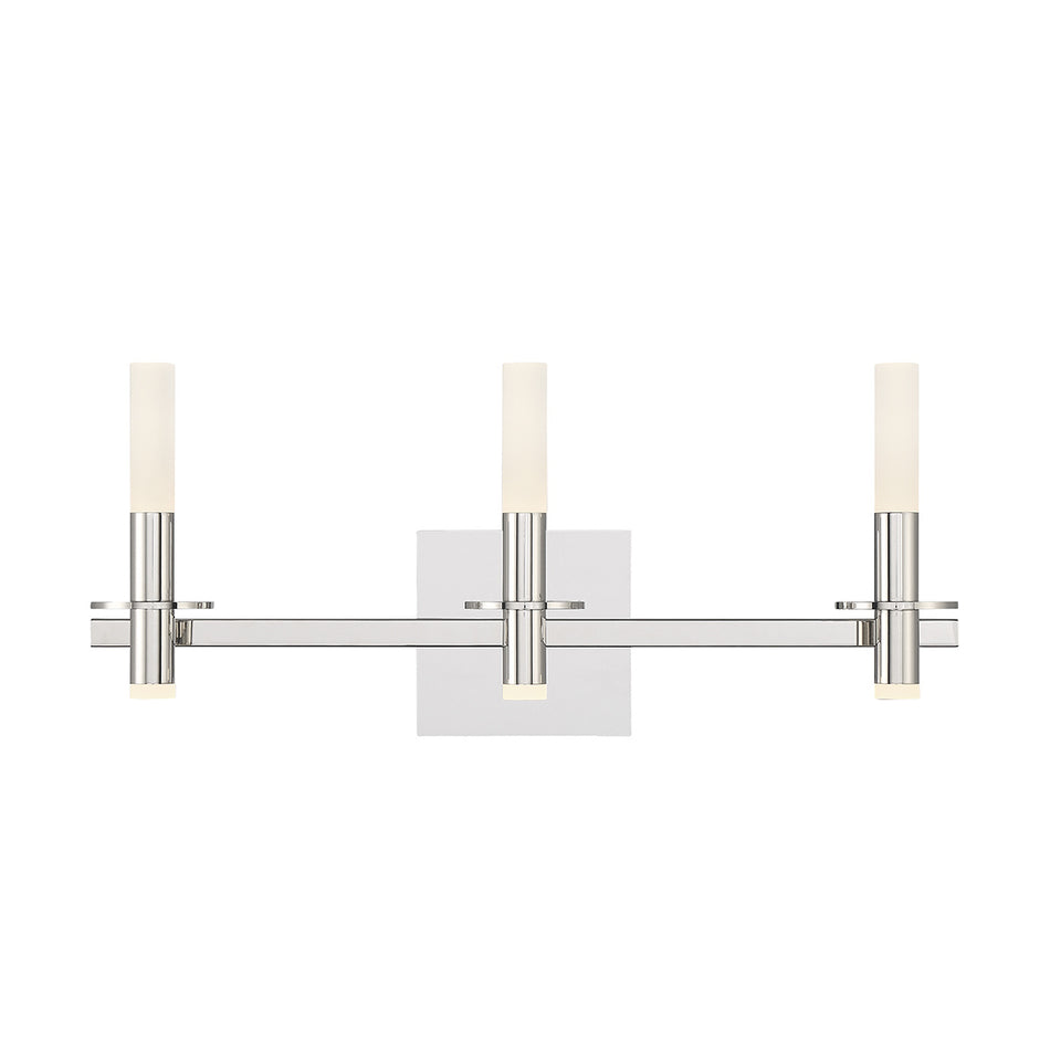 Eurofase Torna 24" 3-Light LED Vanity, Polished Nickel with White Acrylic, front view
