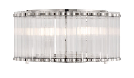 Eurofase Glasbury 18" 5-Light Flush Mount, Polished Nickel with Ribbed Glass, front view