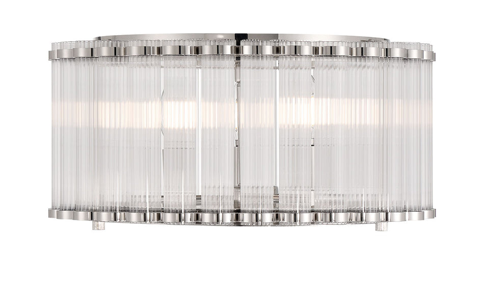 Eurofase Glasbury 18" 5-Light Flush Mount, Polished Nickel with Ribbed Glass, front view