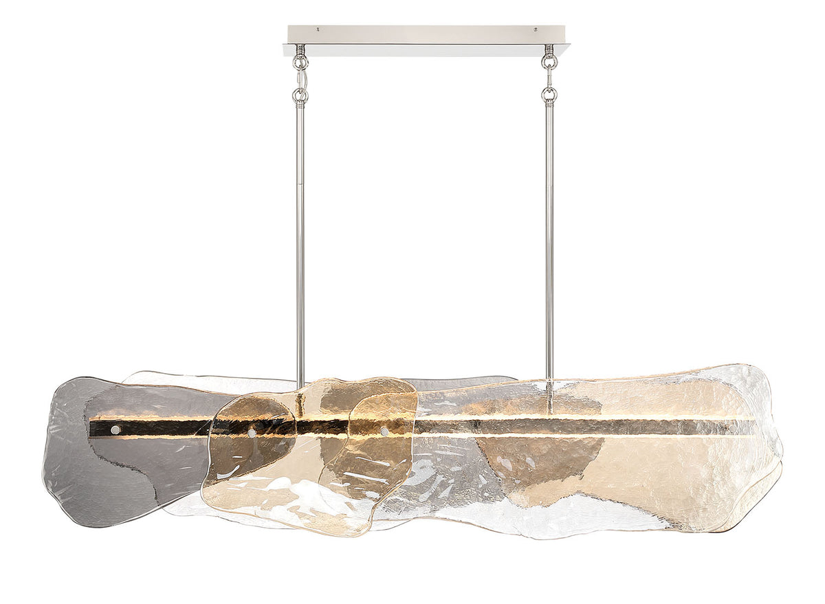Eurofase Grotto 58" Chandelier, Polished Nickel with Mixed Glass, front view