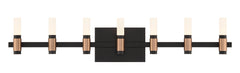 Eurofase Albany 32" 6-Light LED Vanity, Brass-Black Mix with White Acrylic, front view