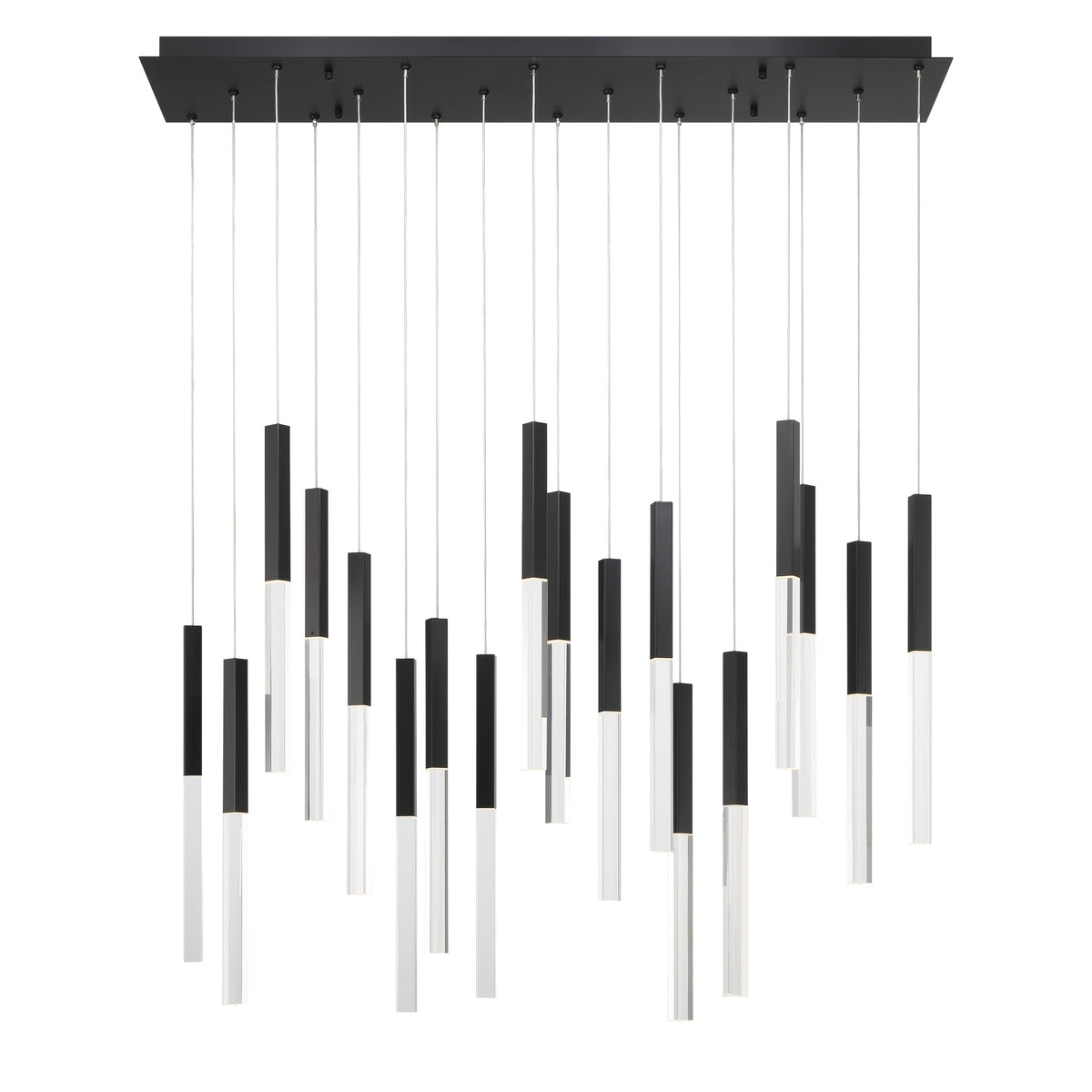 Eurofase Benicio 42" 18-Light LED Chandelier, Matte Black with Clear Glass, front view
