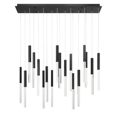 Eurofase Benicio 42" 18-Light LED Chandelier, Matte Black with Clear Glass, front view