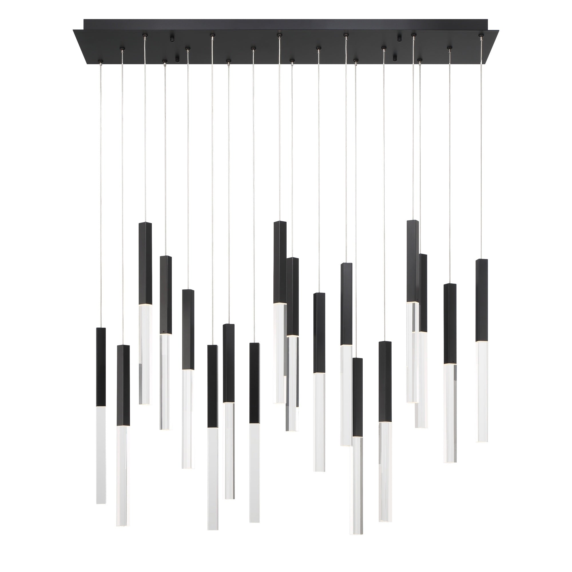 Eurofase Benicio 42" 18-Light LED Chandelier, Matte Black with Clear Glass, front view