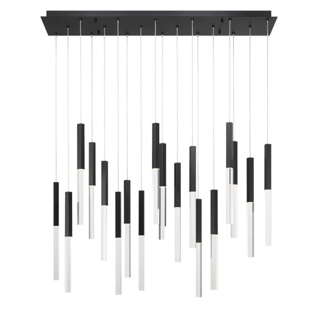 Eurofase Benicio 42" 18-Light LED Chandelier, Matte Black with Clear Glass, front view