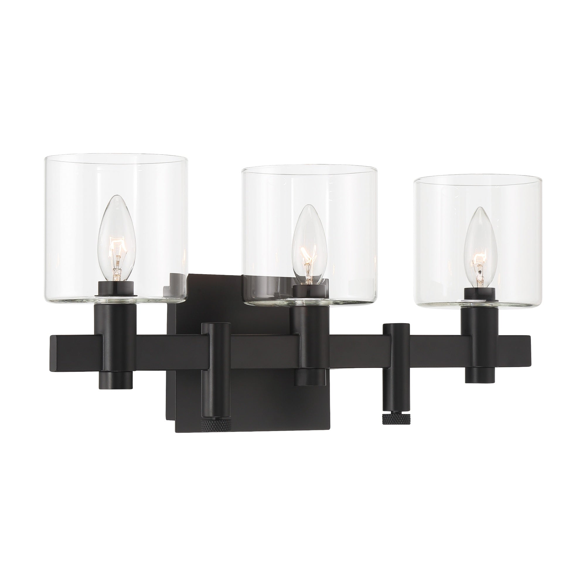 Eurofase Decato 21" 3-Light Vanity, Matte Black with Clear Glass, front view