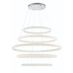 Eurofase Sassi 60" 5-Light LED Chandelier, Chrome, front view