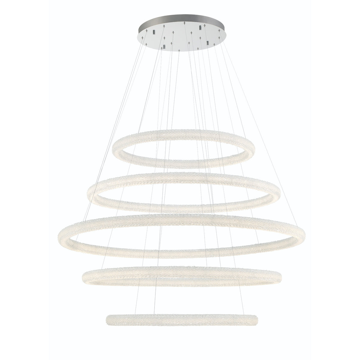 Eurofase Sassi 60" 5-Light LED Chandelier, Chrome, front view