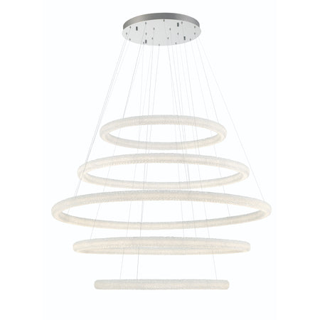 Eurofase Sassi 60" 5-Light LED Chandelier, Chrome, front view