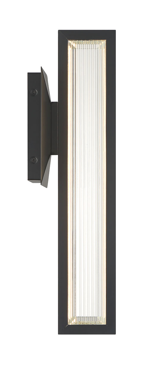 Eurofase Aelin 18" LED Outdoor Wall Light, Matte Black with Clear Crystal, front view
