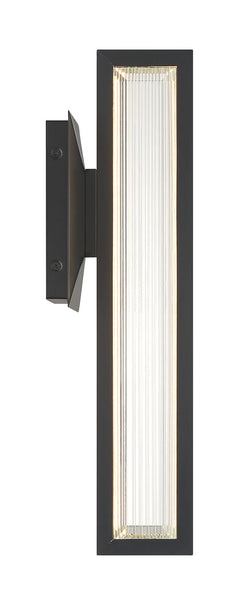 Eurofase Aelin 18" LED Outdoor Wall Light, Matte Black with Clear Crystal, front view