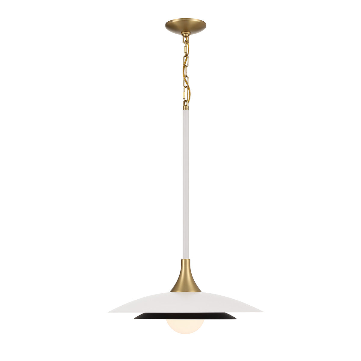 Eurofase Welsh 18" LED Pendant, Matte White with White Glass, front view